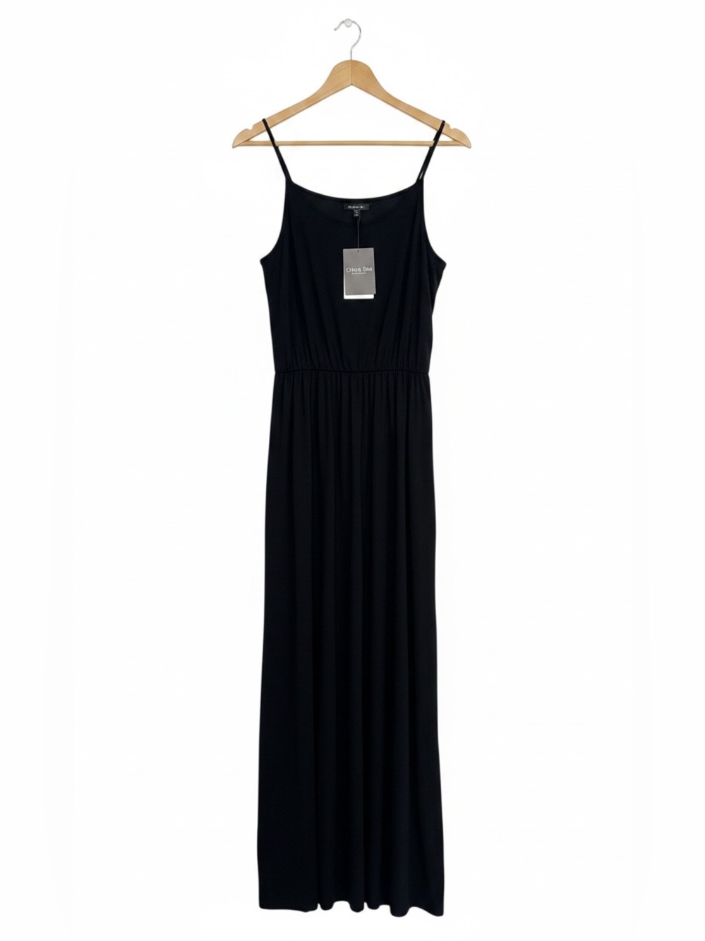 Olivia Rae black blouson bodice spaghetti strap maxi dress